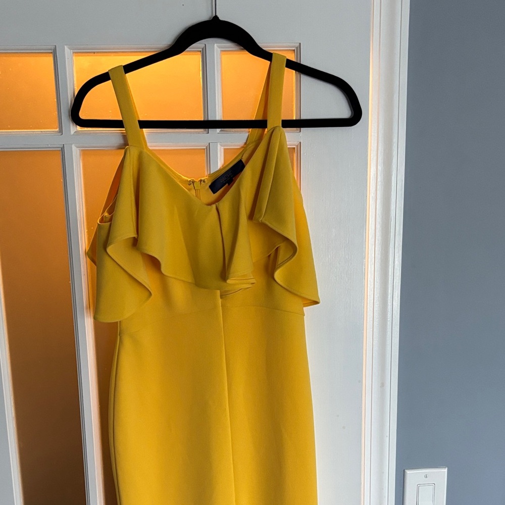 Elegant Yellow Ruffle Dress